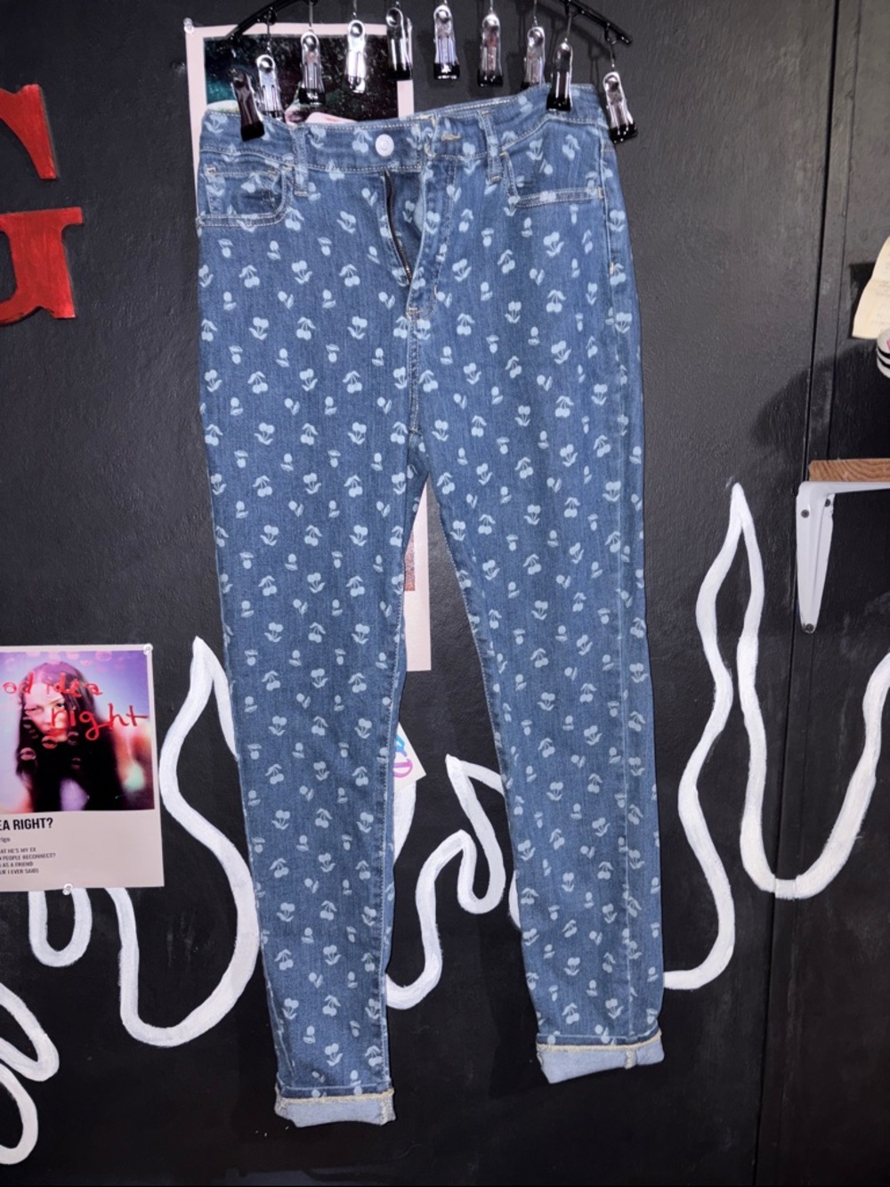 Old Navy Blue Cherry-Print Skinny Jeans